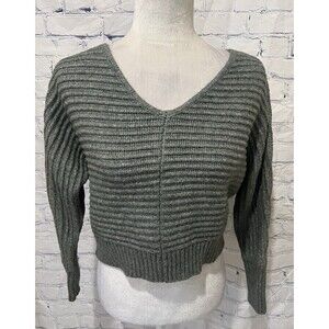 Sincerely Jules women’s Olive Green CROPPED Long Sleeve Ribbed Sweater Small